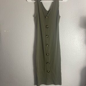 Derek Heart Olive Green Sleeveless Midi Dress